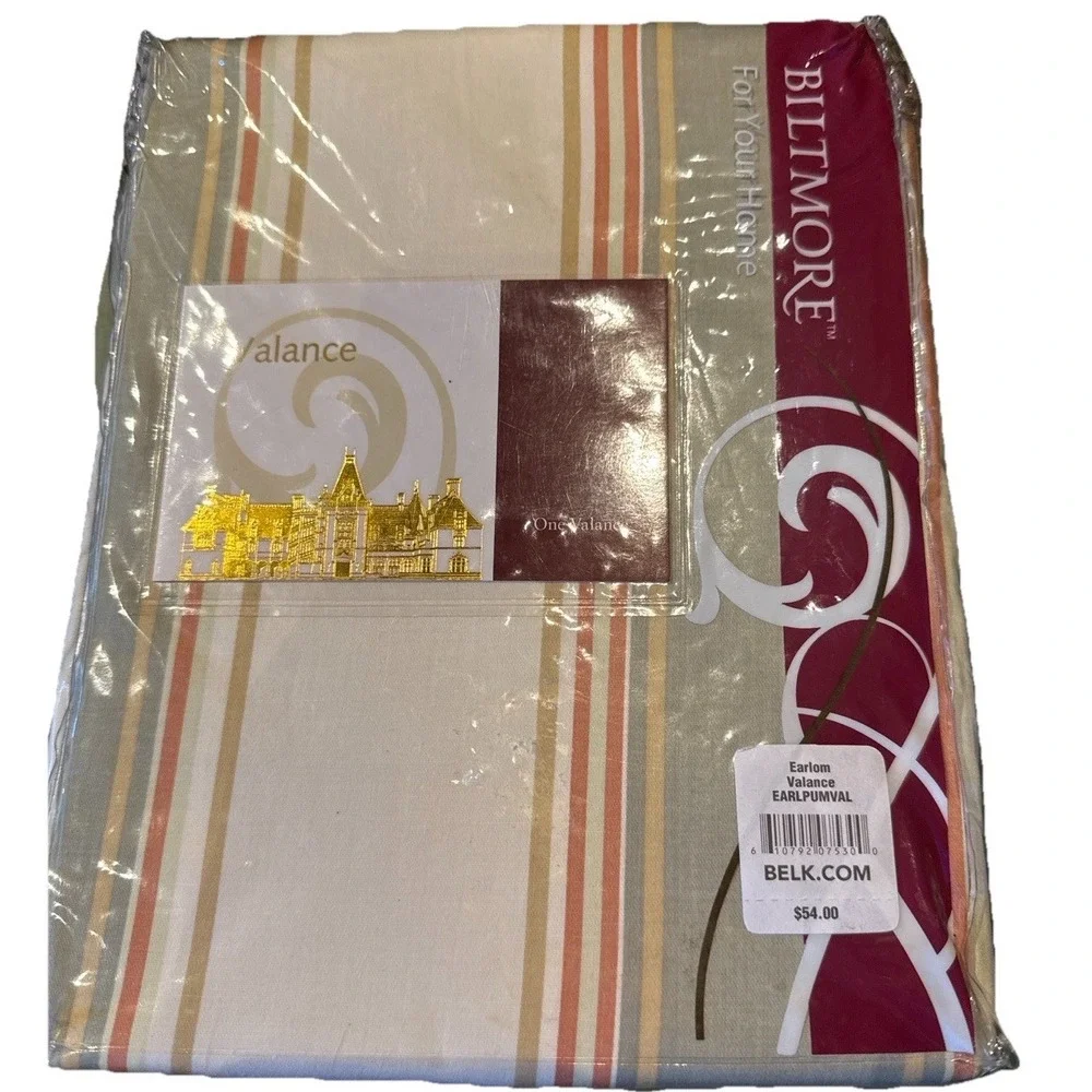 Biltmore Valance Earlom Pair 86 x 18 Cotton Striped Floral Window Valances New